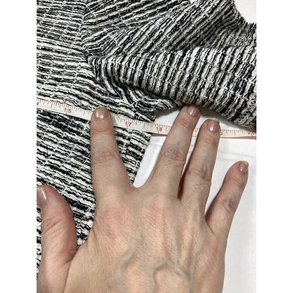 Rebecca Taylor Tweed Mini Dress White Black Size 6 Fringe Short Sleeve Lined - Picture 10 of 15